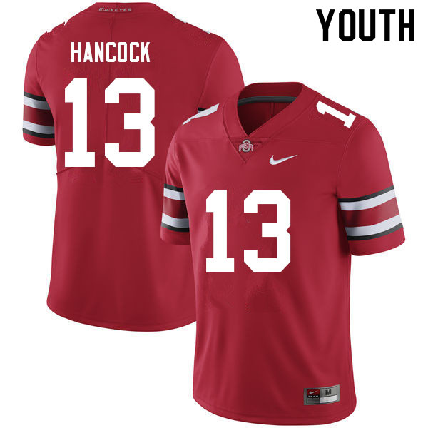 Ohio State Buckeyes Jordan Hancock Youth #13 Red Authentic Stitched College Football Jersey